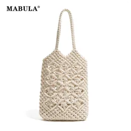 Evening Bags MABULA Bohemian Cotton Rope Woven Shoulder Bag For Women Handmade Crochet Summer Beach Tote Eco Friendly Casual Work Handbag