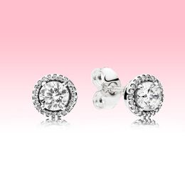 Round Sparkle Stud Earrings Big CZ diamond Women Wedding Jewellery with Original logo box for 925 Sterling Silver Earring sets7340376