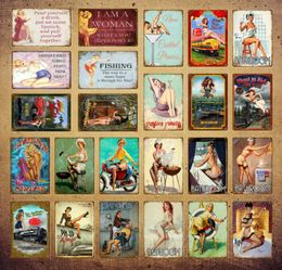 2021 American Pin Up Girl Lady Tin Sign Bedroom Bathroom Wapostersll Decoration Pub Cafe Bar Party wall decor Vintage Poster Metal5582944