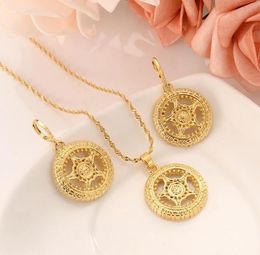 Eternity Circle Love Forever earrings Pendant 18k Fine Gold GF Sterling Flower Necklace set6920375