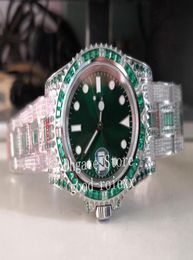 Watch Mens Automatic Cal3135 Watches Men GemSet Multi Colour Rainbow Diamond Bezel Bracelet Black Green 904L Steel TW Platinum Cr7203853
