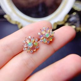 Stud Earrings 925 Sterling Silver Earring Flower Studs With Natural Opal Gemstones For Women Lady Festival Wedding Party Gifts