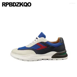 Casual Shoes Running Sneakers Flats Athletic Multi Coloured Lightweight Patchwork Breathable Cowhide Men Lace Up Sport Mesh Trainers