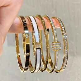 Bangle Classic Bracelet Design Gold Colour Waterproof Stainless Steel Sparkling Zircon Bangles For Women Gift Jewellery