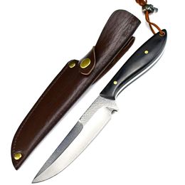 OEM Customizable Lithography Surface Wood Handle Outdoor Hunting Knife Camping Survival Short Portable Fishing Fixed Blade Knife
