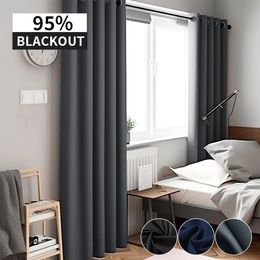 Shade 95% Blackout Curtains for Bedroom Living Room Opaque Curtain Windows Thermal Drapes Readymade Rideaux Occultant Tende 240429