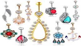 20 Stil Göbek Piercing Nombril paslanmaz çelik çiçek gövdesi mücevher göbek düğmesi zil kuşu çubuğu tragus kupring5624169