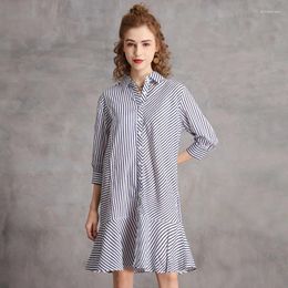 Party Dresses Johnature Women Spring Casual Shirt Striped Button Loose 2024 Female Cotton Soft Clothes Turn Down Collar