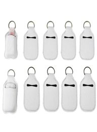 Sublimation Blanks Refillable Neoprene Hand Sanitizer Holder Favour Cover Chapstick Holders With Keychain For 30ML Flip Cap Contain2098399