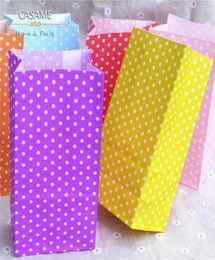 whole new paper bag stand up Colourful polka dot bags 18x9x6cm Favour open top gift packing paper treat gift bag whole1420321