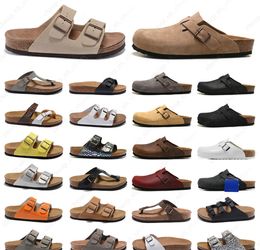 Designer clogs slippers sandals summer sandal leather slide indoor buckle strap flats cork casual slipper flat sliders 55819ess