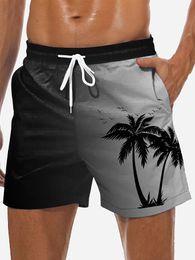 Mens Loose Beach Shorts Drawstring Quick Dry Coconut Tree For Summer Women Men 3D Print Casual Oversized Sport 240424