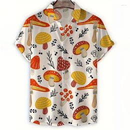 Men's Casual Shirts Summer 3D Plants Mushroom Printing For Men Coconut Trees Graphic & Blouses Kid Fashion Hawaiian Beach Clothing