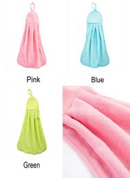 Kitchen Tools Hangable 3 Colours Soft Convenient Hand Towel Solid Colours Strong Absorbent Durable Wear Resistant Clean Rag DH0486 T9490164