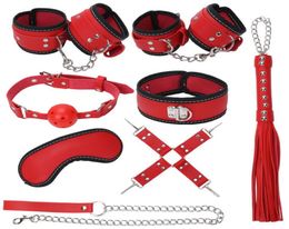 BDSM Toys Kit 8pcsSet Bondage Gear Foreplay Sexy Games for Couples Handcuffs Blindfold Mouth Gag Collar2084483