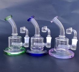 6 Inch Mini Bong Small Dab Rigs Inline Percolator Water Pipe Coloured Thick Bong with 4mm Quartz Banger1585529