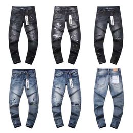 New Purple Jeans Desinger Pants for Mens Brand Hole Jean Luxury Women Men Trends Distressed Slim Fit Pant Motorcycle Clothing T8JM
