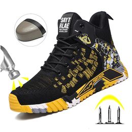 Fashion Safety Shoes For Men Work Sneakers Steel Toe Antistab Working Mens High Top Boots Drop 240429