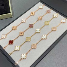 Top Grade Luxury Vancleff Designer bracelet High Edition Craft Five Flower Four Leaf Grass Bracelet White Fritillaria Rose Gold