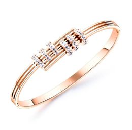 Trendy Pretty diamond geometric woman bangle bracelet fashion designer 316L stainless steel bracelets jewelry for girls gift rose 4290848