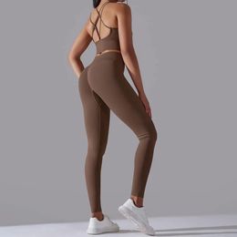 2 Piece Yoga Clothing Sets Women Sportswear High Waist Leggings Sports Bra Seamless Tracksuit Fitness Workout Outfits Gym Wear 240425