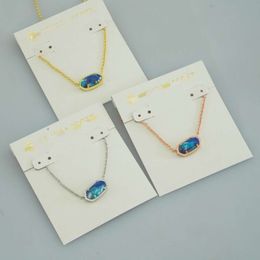 Designer Kendrascott Necklace for Woman Jewlery Inks Oval Two Tone Blue Turquoise Short Necklace Neckchain Collar Chain