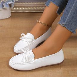 Casual Shoes Single Shoe Women 2024 Spring Large Size Women's Bean Flat Comfortable Round Head