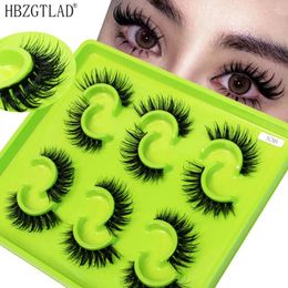 False Eyelashes HBZGTLAD 6Pairs Female Cosplay Fake Korean Makeup Style Wet Spikes 3d Eyelash Bulk Wholesale Manga Lashes