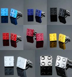HYX Men Cufflinks Muticolor Bricks Design Blue Red Black 8 Colours Option Copper Novelty Cuff Links Wholeretail6757848