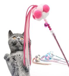 Cat Toys Fringed Bells Funny Stick Highquality Polyester Wool Ball Fabric PVC Tube2183216