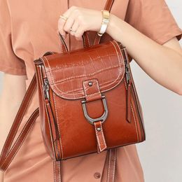 School Bags Genuine Leather Women Rucksack Knapsack Mini Designer Fashion Grils Bood Bag Lady Female Real Cowhide Daypack Backpack