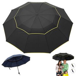 Folding Umbrella Large 10 Ribs Double Layer Manual Open Sun Rain Umbrellas Windproof Storm Proof for Outdoor Traveling Sporting 240422