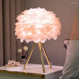 Floor Lamps BOSSEN Modern Romantic French Lamp LED Home Decor Feather Light Colour Girls American Cosy Night Light.