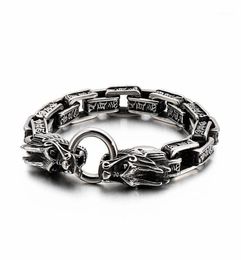 Charm Bracelets 220mm Punk Animal Dragon Bracelet Men Stainless Steel Box Chain Armband Jewellry Accessories 202116641121