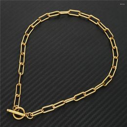 Chains Stainless Steel Paper Clip Chain Necklace For Women Toggle Choker Necklaces Party Jewelry