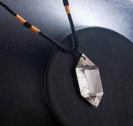 Pendant Necklaces Fashion Natural Clear Quartz Crystal Pendulum Necklace Chakra Healing Collares Men Largos Mujer Whole18485621