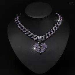 Pendant Necklaces Luxury Jewellery Men's And Women's Hip-hop Rock Purple Heart Shattering Alloy Cuban Link Chain Necklace