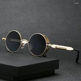 Sunglasses Classic Gothic Steampunk Woman Brand Designer Vintage Round Metal Frame Sun Glasses Female Male High Quality UV400