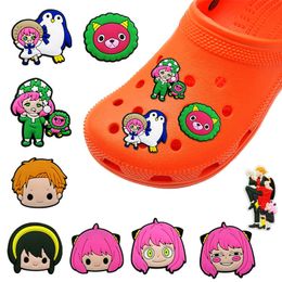 12colors girls spy family Anime charms wholesale childhood memories game funny gift cartoon charms shoe accessories pvc decoration buckle soft rubber clog charms