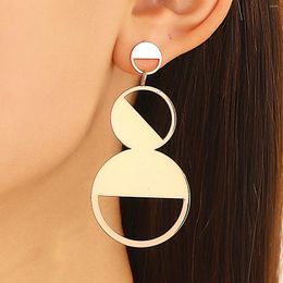Stud Earrings Fashion Cutout Half Circle Tassel Metal Jewelry Birthday Holiday Gifts
