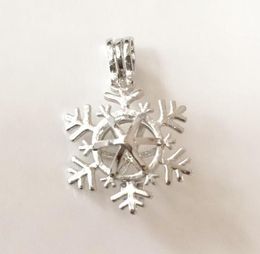 Christmas Snowflake Style Locket Cage Pendant Can Open Pearl Bead Pendant Mounting For DIY Necklace Bracelet Lovely Charms7297199