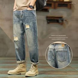 Men's Jeans 2024 Fashion Hole Loose Baggy Casual Harlan Pants Denim Trousers Y2k Clothes