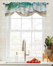 Curtain Summer Ocean Beach Window Living Room Kitchen Cabinet Tie-up Valance Rod Pocket