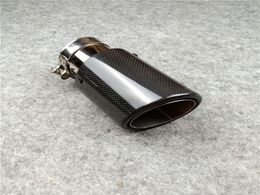 1 PCS IN 63MM Akrapovic Car Exhaust Pipes Glossy Carbon Fiber Stainless Steel Tips Muffler End Pipe5683008