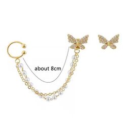 Dangle Chandelier Pearl Tassel Earrings Korean New Butterfly Earrings for Women Romantic Dangle Earrings Personality Party Ear Accessories