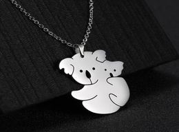 Skyrim Cute Koala Animal Pendant Necklace Stainless Steel Golden Initial Choker Chain Necklaces Memorial Jewellery Gift for Women5385658