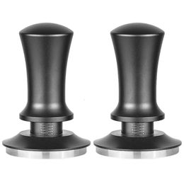 Durable Spring Loaded Coffee Tamper 51mm58mm Stainless Steel Flat Base with Aluminum Alloy Handle for Grounds 85LC 240423
