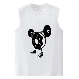 Men's Tank Tops Funny Weightlifting Donut Graphics Simple Men Women Bodybuilding Oversized Sleeveless T Shirt Unisex Summer Vest