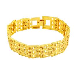 men039s wide watch buckle 24k gold plate Link Chain bracelets JSGB134 fashion wedding gift men yellow gold plated bracelet2397641