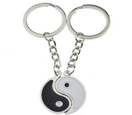 Vintage Silver Couple China Enamel Yin Yang Keychain Key Ring Key Chain Souvenirs Valentine039s Gift For Keys Car Jewellery NEW355093177